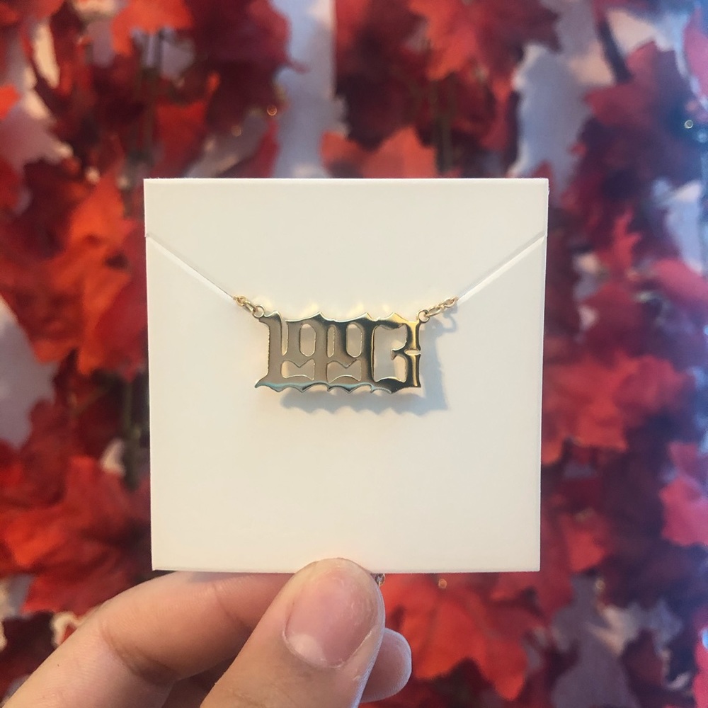 1993 Birth Year Old English Font Necklace
